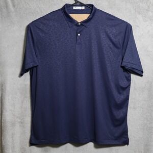 Peter Millar Polo Shirt Mens 2XL Navy Featherweight UPF 50 Golf Martini Print